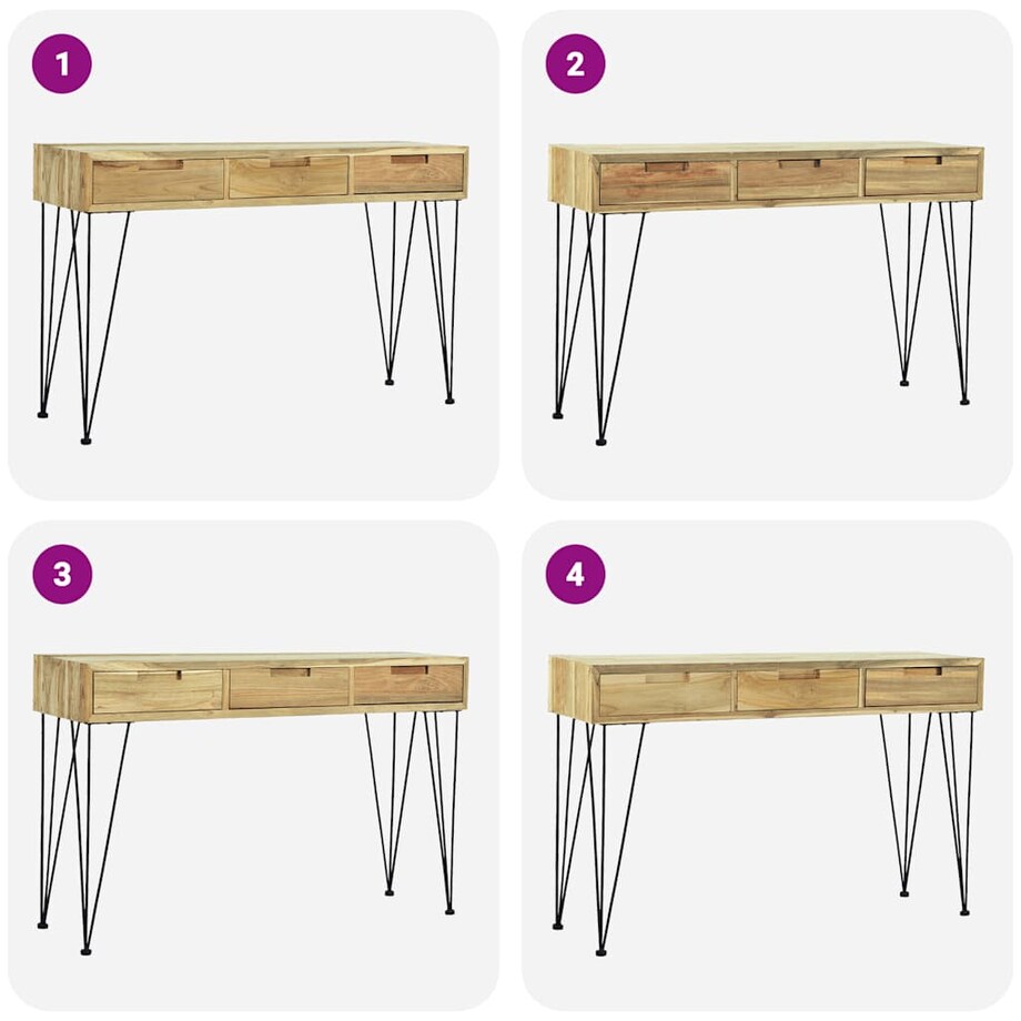 vidaXL Stolik konsola, 120 x 35 x 76 cm, lite drewno tekowe