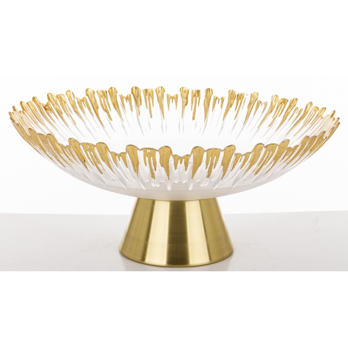 Patera szklana na złotej nóżce 15x33x33 cm SINHA-2 głęboka