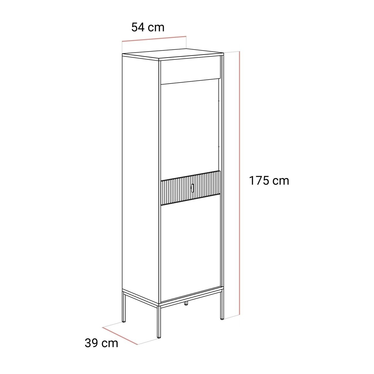 Witryna MIDNIGHT z przeszklonym frontem na stelażu, zielona