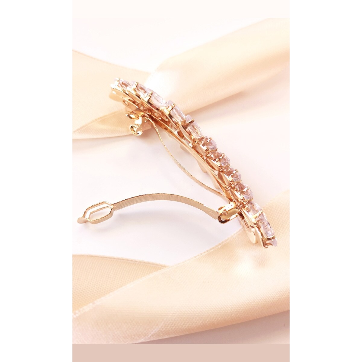 SPINKA ślubna złota cyrkonie LISTKI ozdoba do włosów elegancka