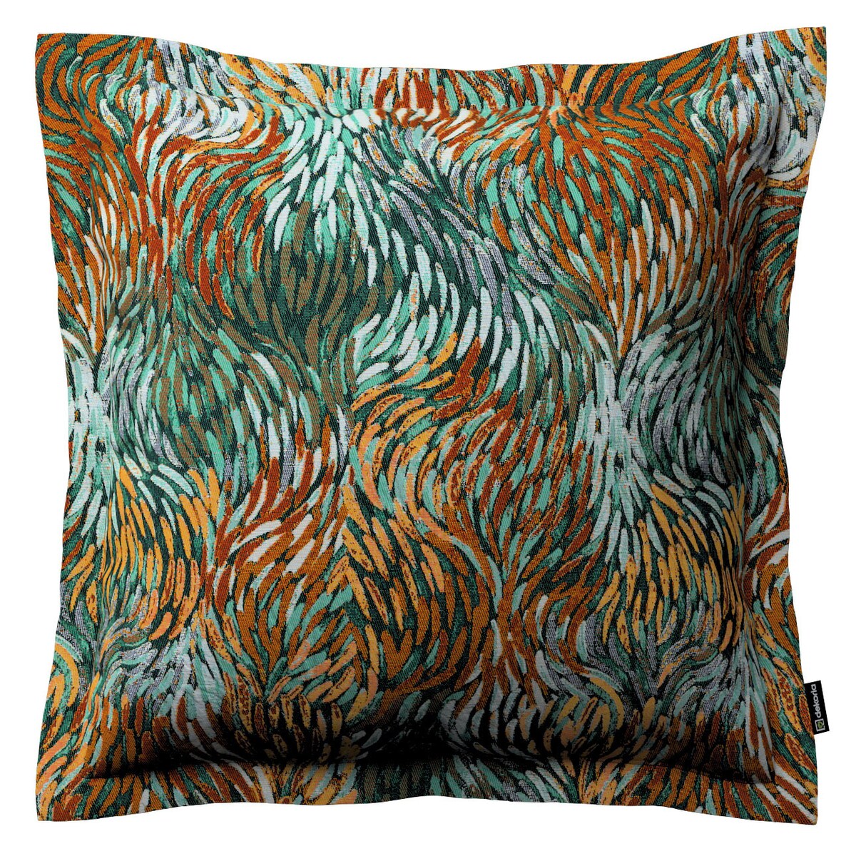 Poszewka Mona na poduszkę 45x45 abstrakcyjny zielono-pomarańczowy wzór