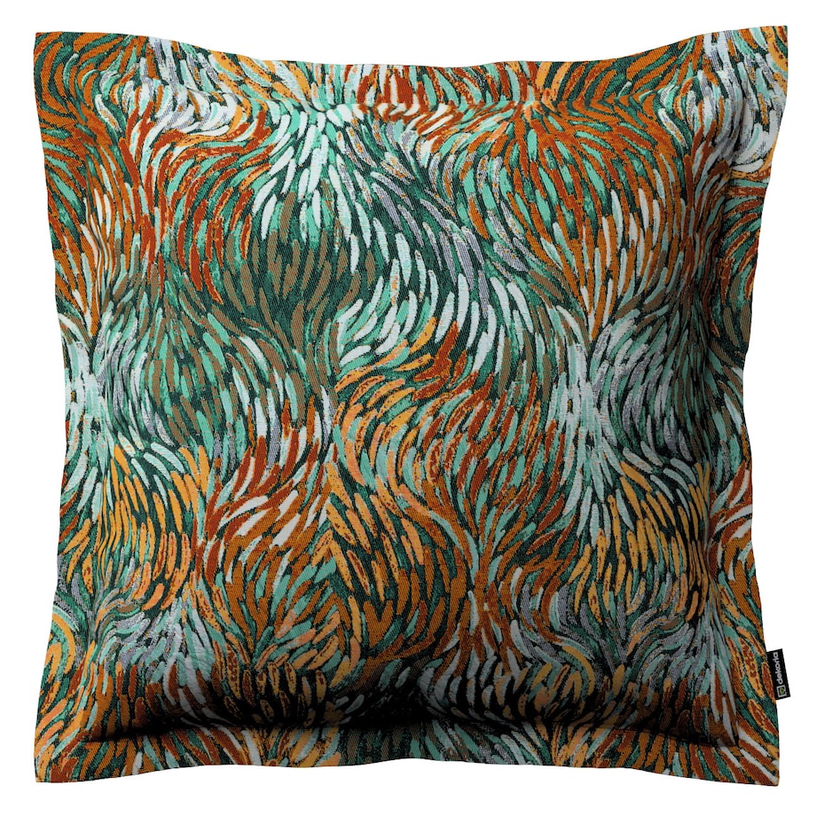 Poszewka Mona na poduszkę 45x45 abstrakcyjny zielono-pomarańczowy wzór
