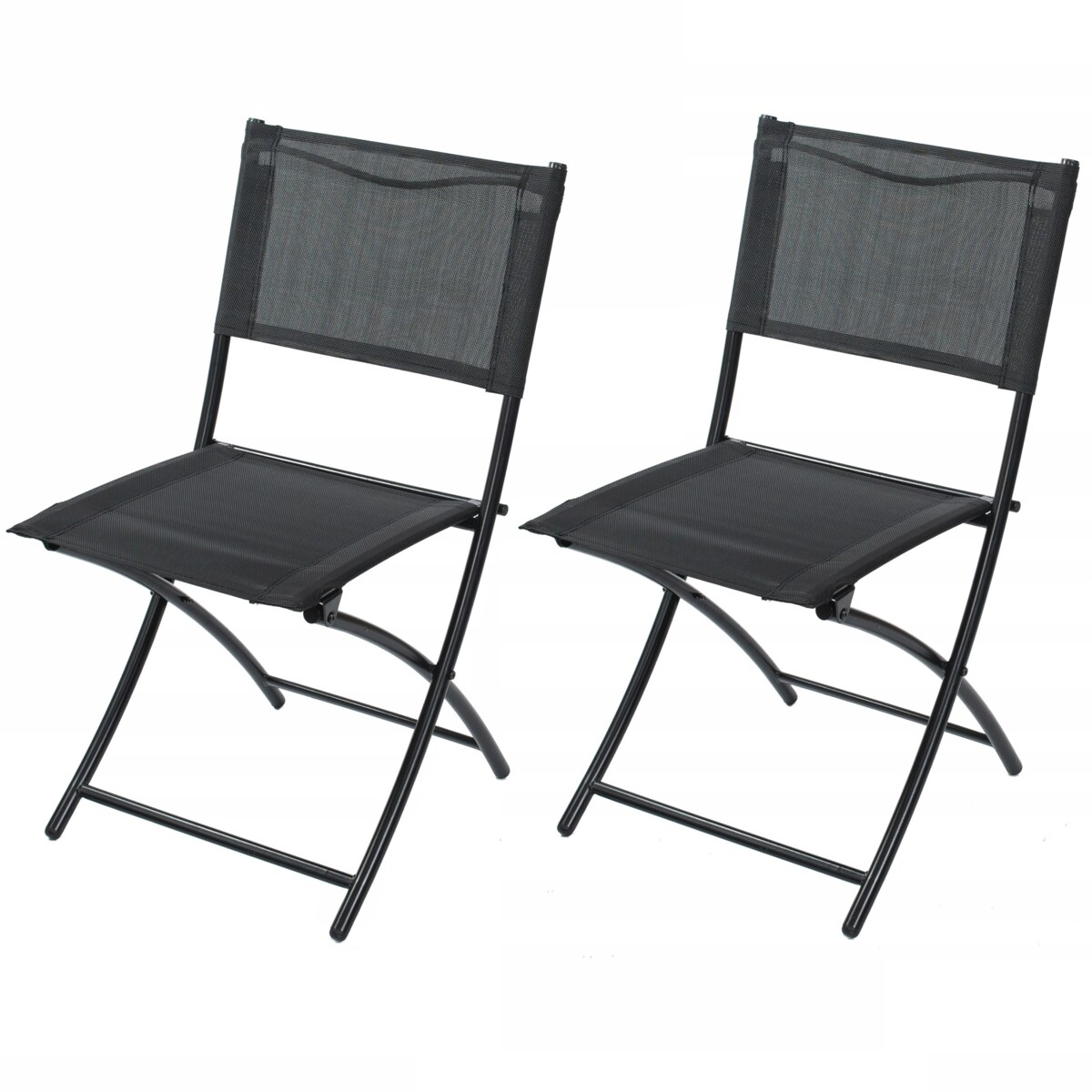 2 x Krzesło balkonowe składane CZARNE ogrodowe