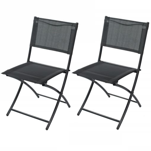 2 x Krzesło balkonowe składane CZARNE ogrodowe