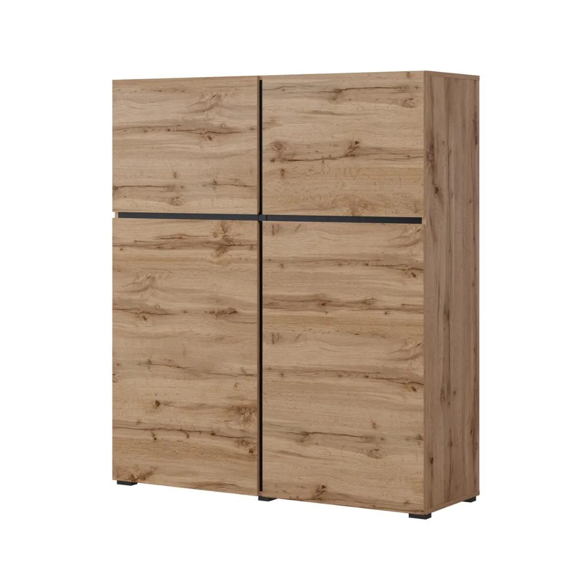 Komoda wysoka CROSS 4D 119cm dąb wotan/czarna