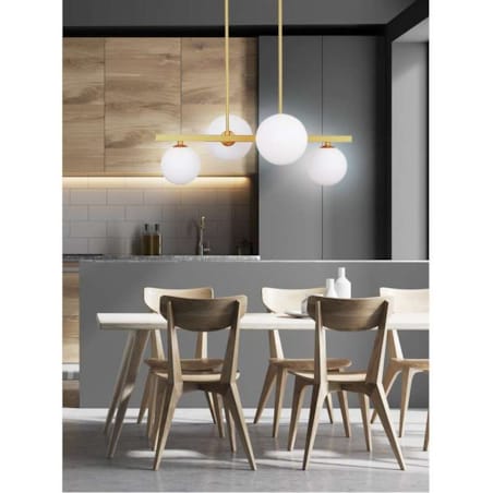 Wisząca LAMPA modernistyczna KAMA 34-73426 Candellux wisząca OPRAWA metalowa ZWIS kule balls mosiężne białe