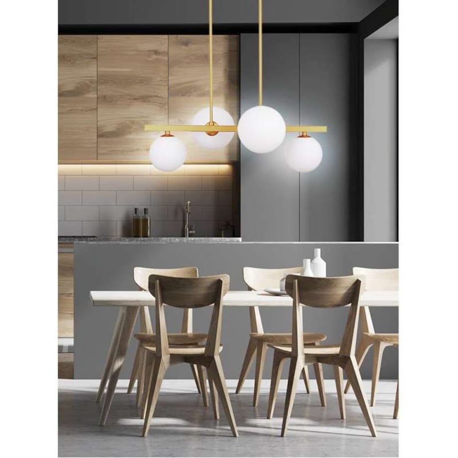 Wisząca LAMPA modernistyczna KAMA 34-73426 Candellux wisząca OPRAWA metalowa ZWIS kule balls mosiężne białe