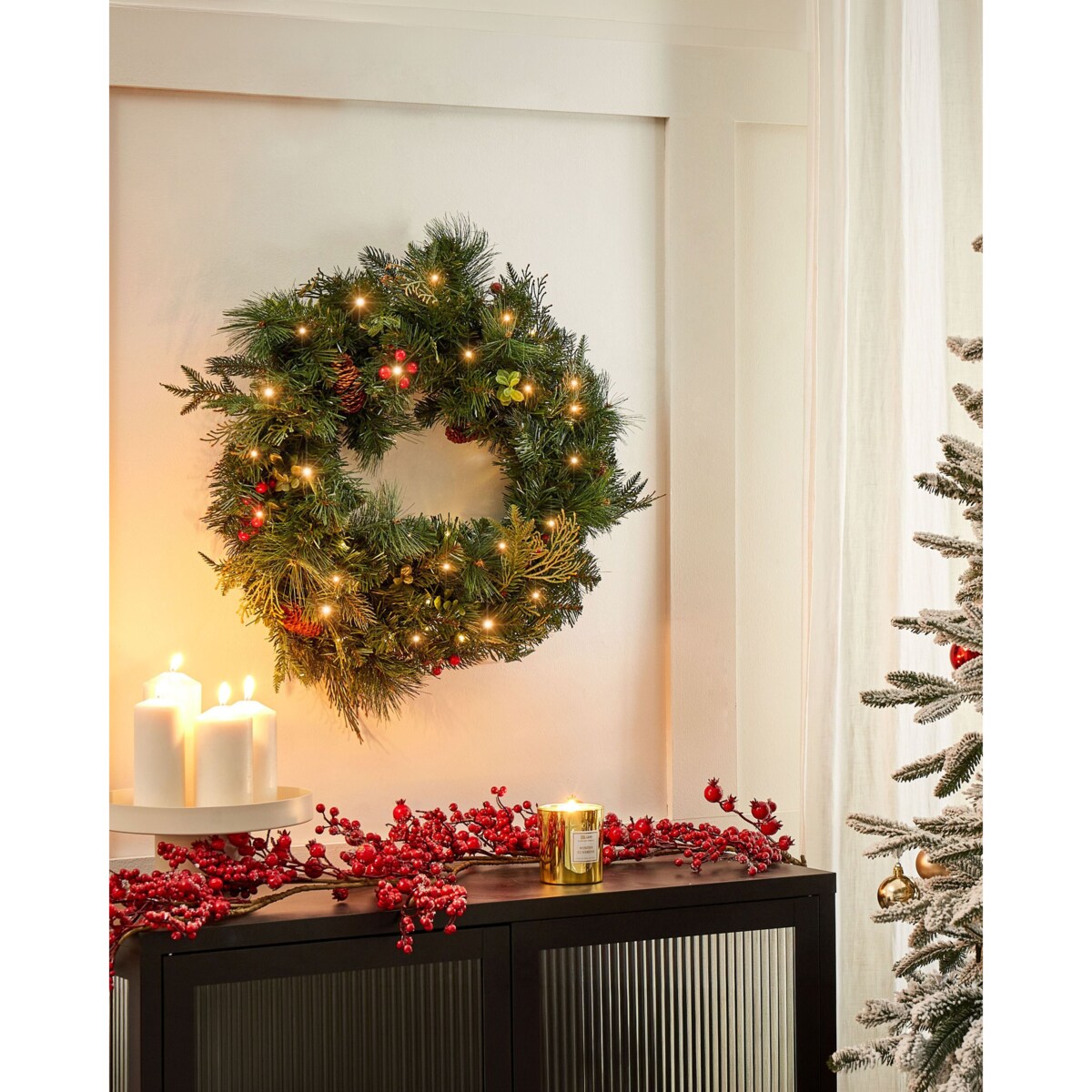 Wieniec świąteczny LED ELBRUS Zielony 60 cm