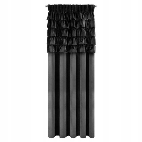Zasłona Zaciemniająca WELUROWA Gotowa na TAŚMIE z FALBANAMI 140 x 270 CZARNA