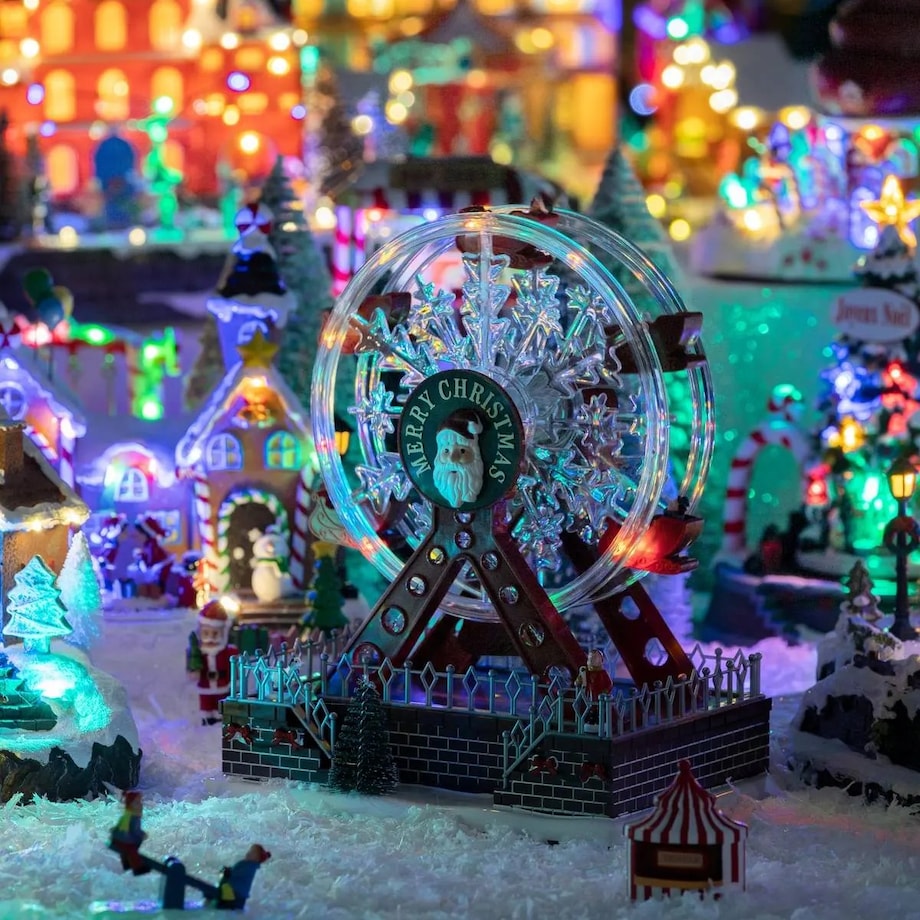 Obrotowa dekoracja świąteczna LED, diabelski młyn, 28x23x16 cm