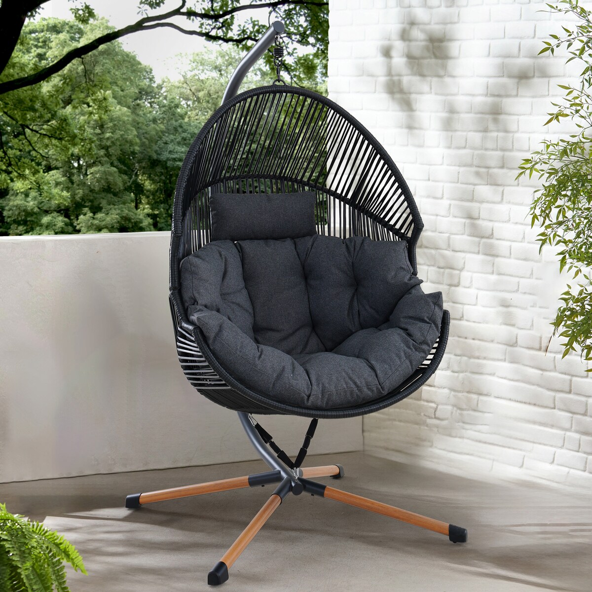 FOTEL WISZĄCY HOLAND KOKON CZARNY