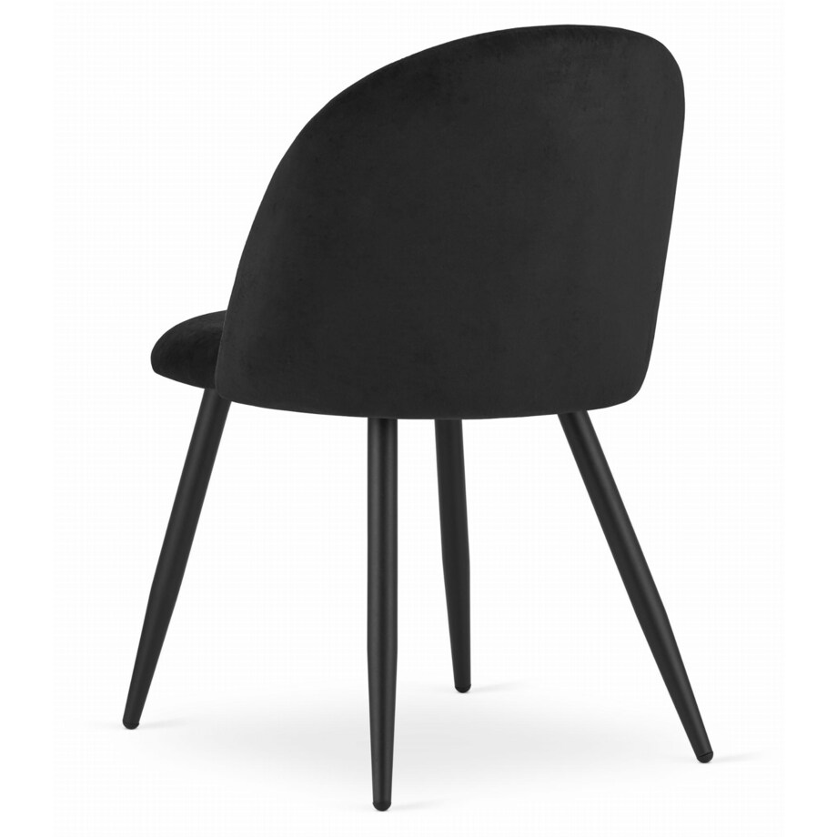 Krzesło Do Jadalni Kuchni Salonu Bello - Aksamit Czarne / Nogi Czarne X 2