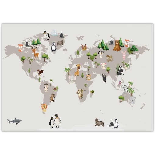 plakat mapa świata zwierzaki 2 21x30 cm
