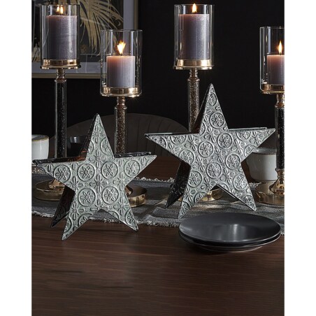 Zestaw 2 świeczników metalowych srebrny TORNIO