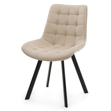 KRZESŁO TAPICEROWANE WELUROWE DO SALONU JADALNI GLAMOUR BEŻOWE TORI