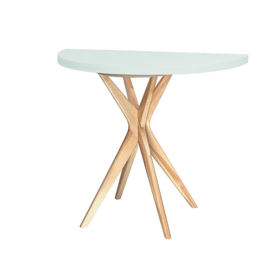 Stół półokrągły CUTTI 100x100 rozkładany miętowy/jesion