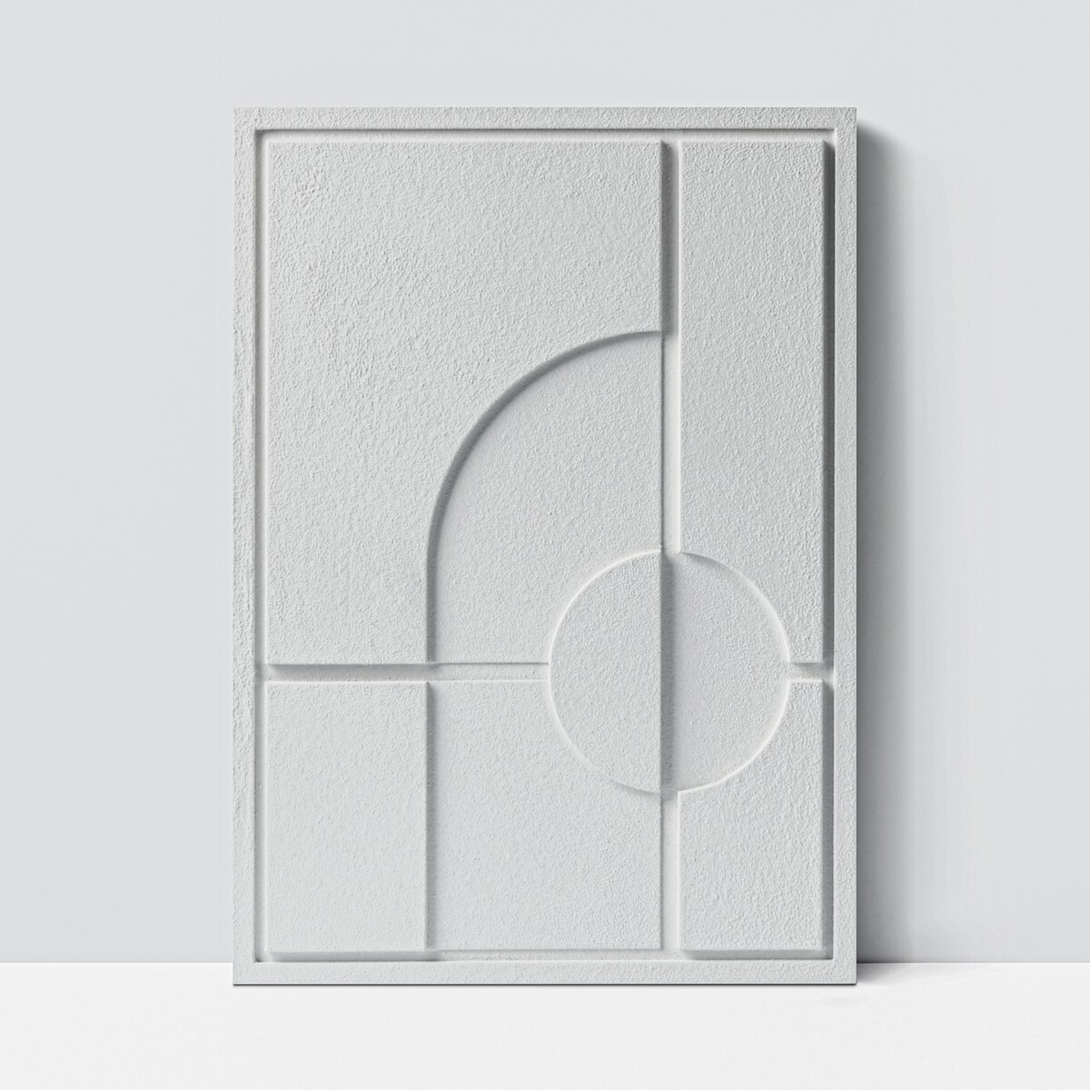 Obraz 3D 35x50cm Geometric I – Dekoracja Ścienna z Tynku Naturalnego, Bianco Minimalistyczny Relief