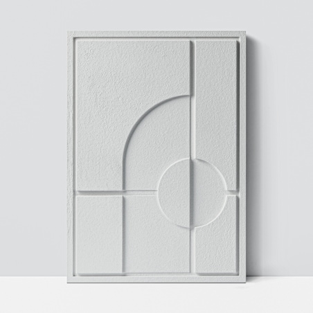 Obraz 3D 35x50cm Geometric I – Dekoracja Ścienna z Tynku Naturalnego, Bianco Minimalistyczny Relief