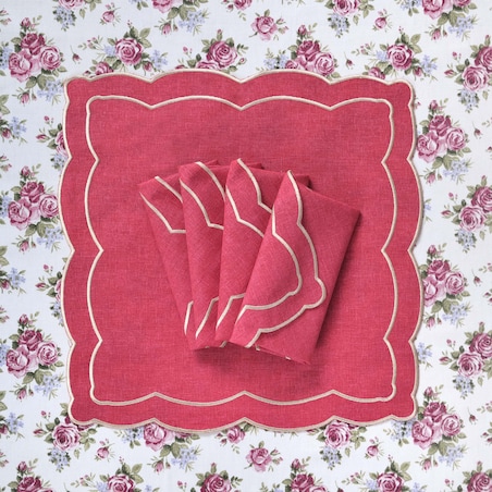 Haftowane serwetki Magenta Onde - 6 sztuk
