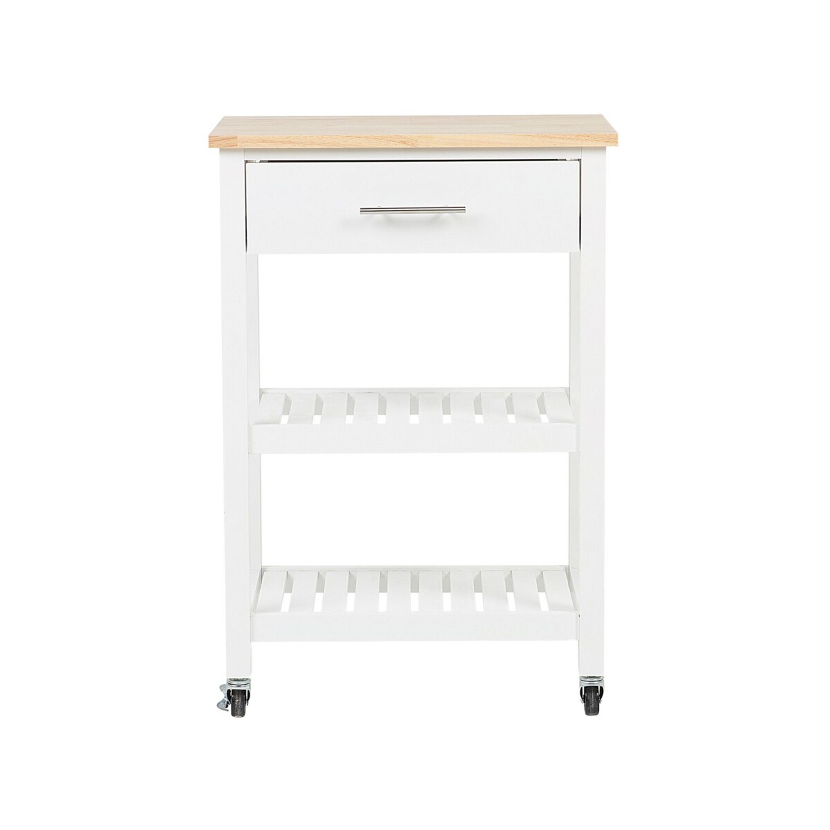 Drewniany wózek kuchenny z szufladą biały HIUMA