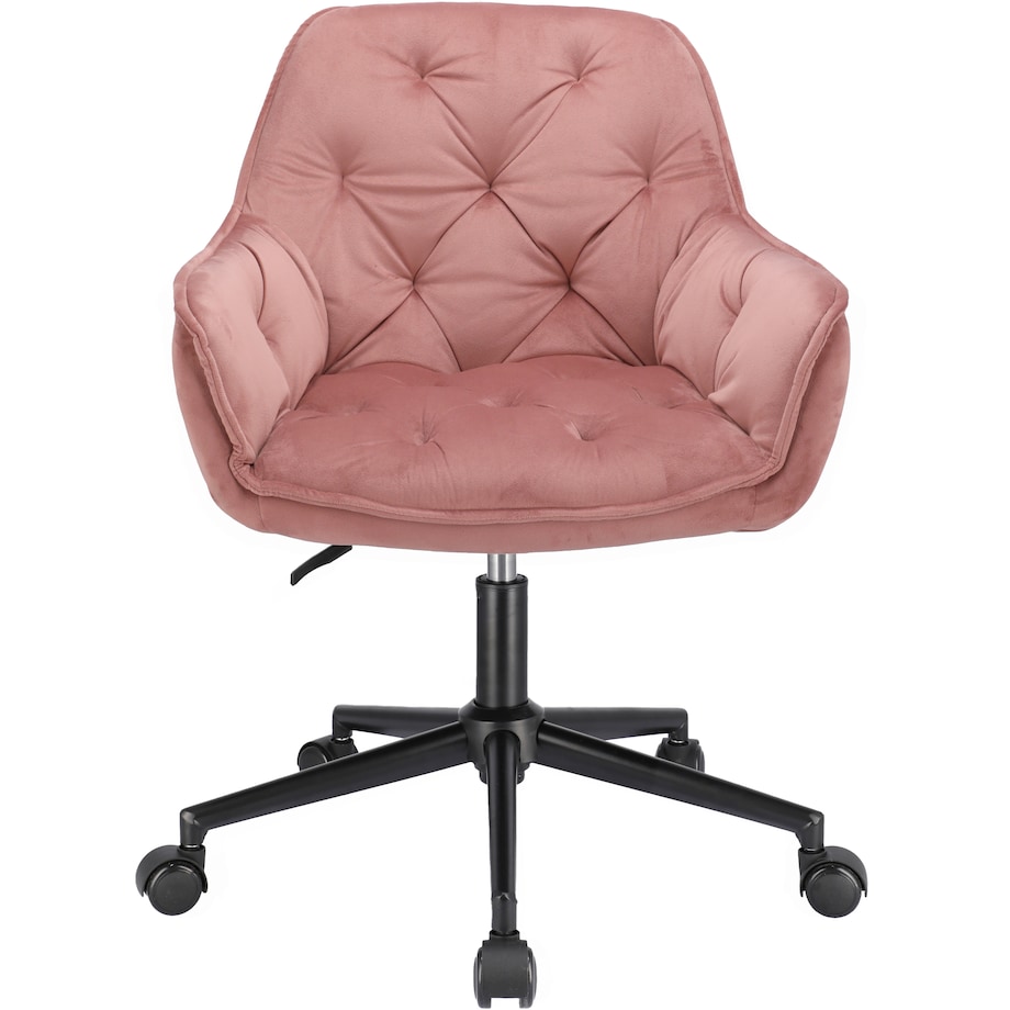 Krzesło welurowe obrotowe LARGO różowe czarne nogi