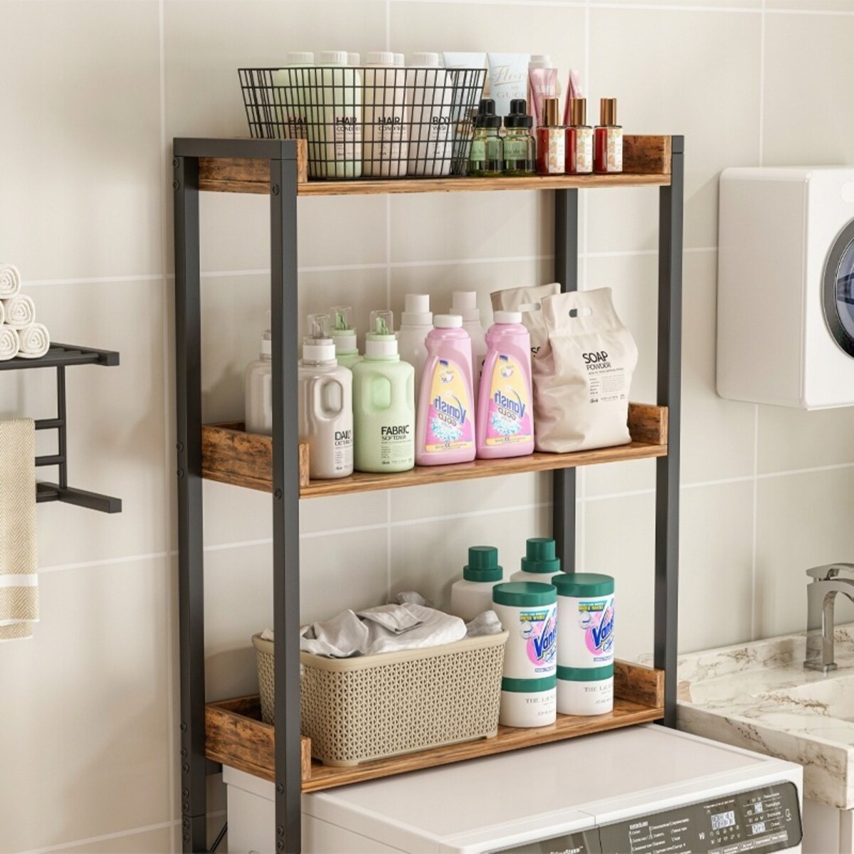 Regał szafka łazienkowa nad toaletę pralkę loft industrialny półki 165 cm