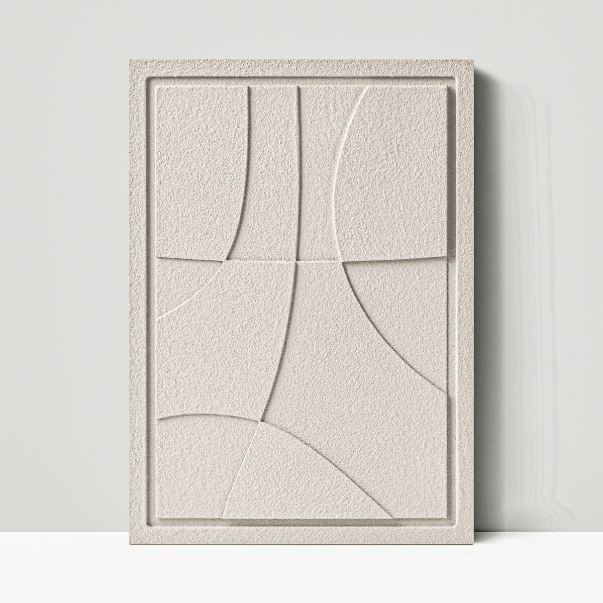 Obraz 3D 50x70cm Abstract III – Dekoracja Ścienna z Tynku Naturalnego, Natural Cream, Minimalistyczny Relief