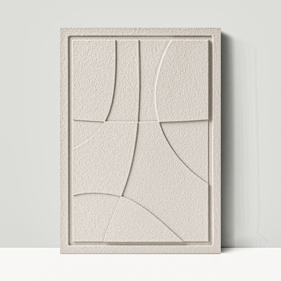 Obraz 3D 50x70cm Abstract III – Dekoracja Ścienna z Tynku Naturalnego, Natural Cream, Minimalistyczny Relief