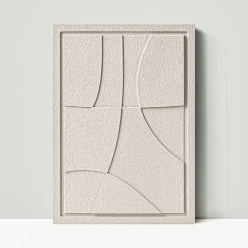 Obraz 3D 50x70cm Abstract III – Dekoracja Ścienna z Tynku Naturalnego, Natural Cream, Minimalistyczny Relief