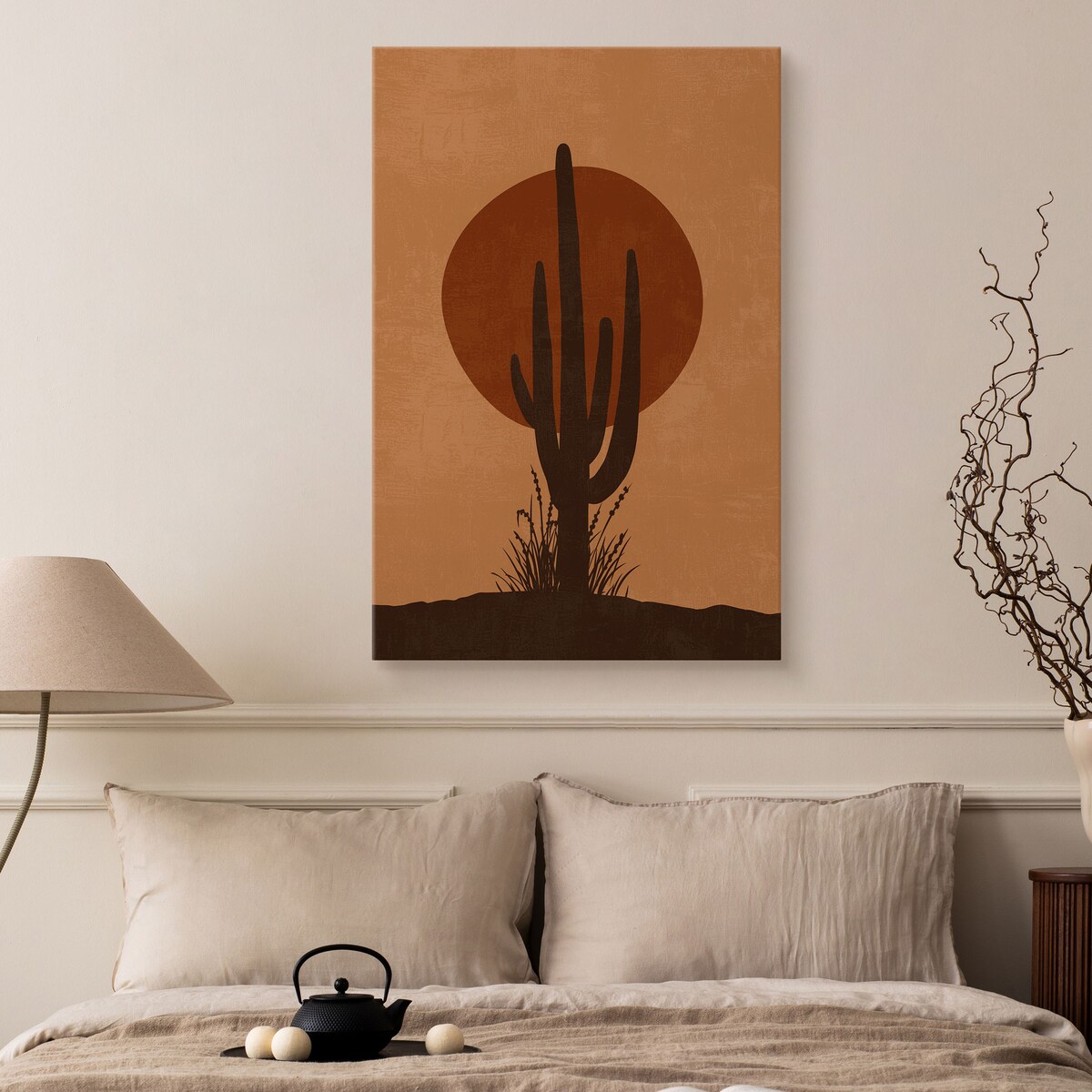 Obraz Kaktus Zachód Słońca Abstrakcja Styl Boho 30x40cm