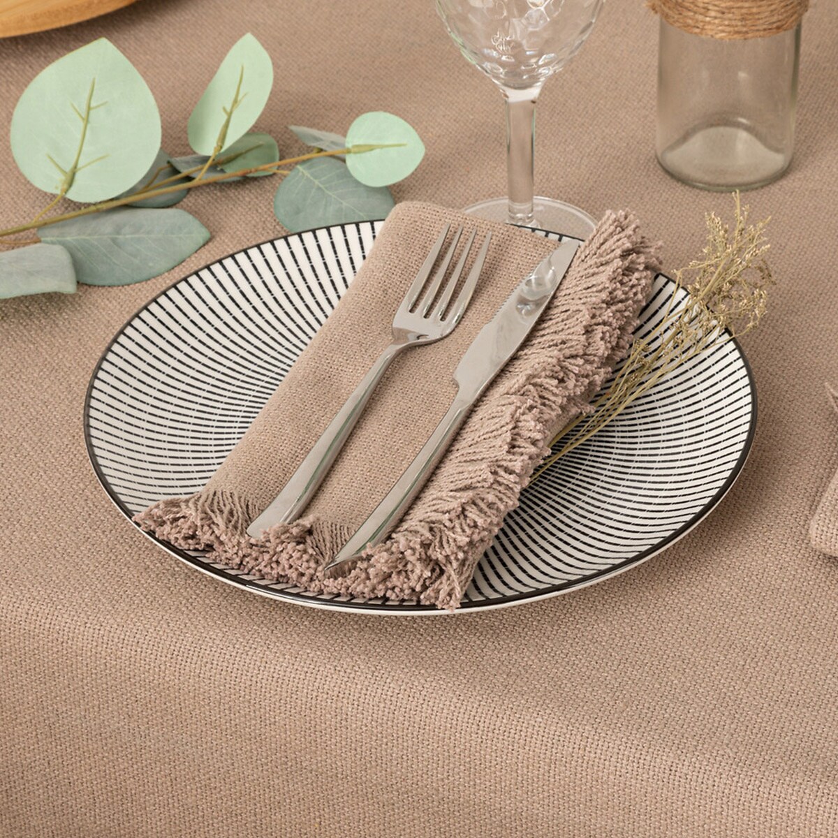 Serwetki bawełniane z frędzlami MAHA, 2 x 40 x 40 cm