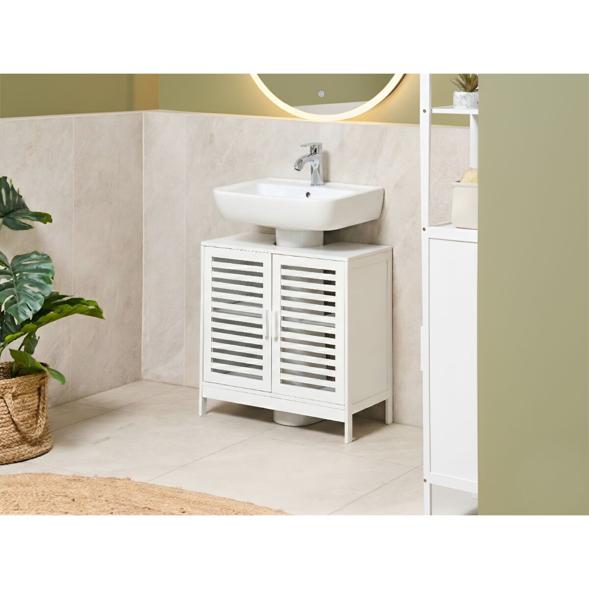 Szafka pod umywalkę MISSOULA Drewno bambusowe 60 cm Biały