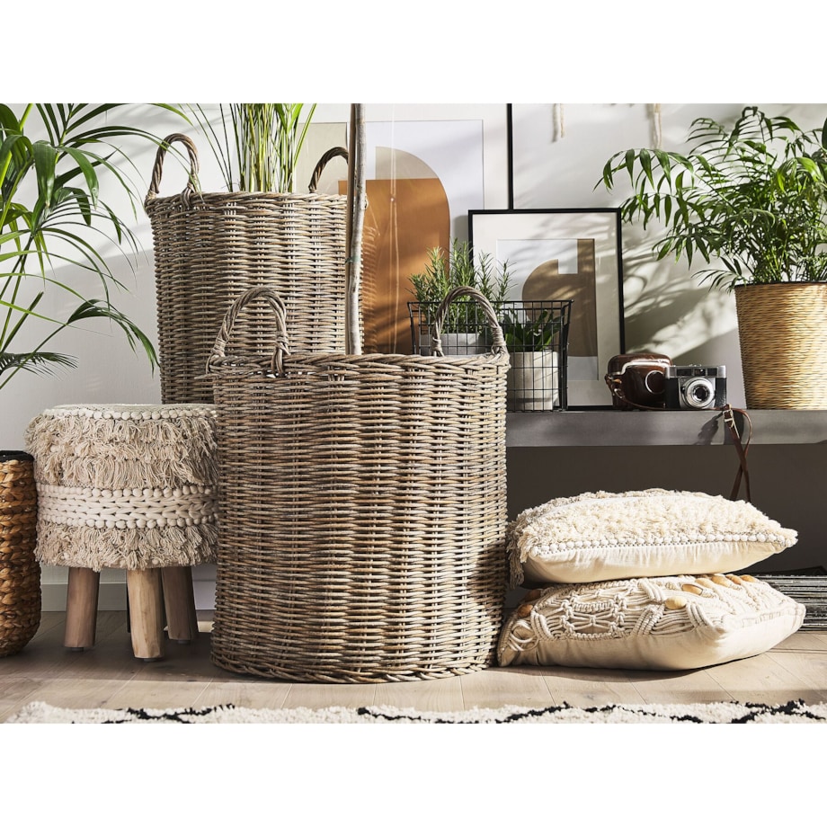 Zestaw 2 koszy na kwiaty z technorattanu brązowy BITOLA