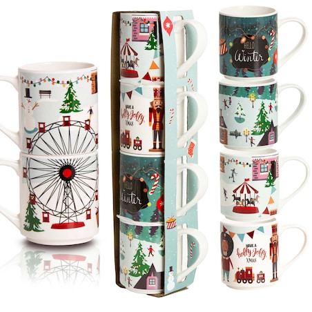 Zestaw Kubków Świątecznych 265 Ml Boże Narodzenie Stojący Święty Mikołaj