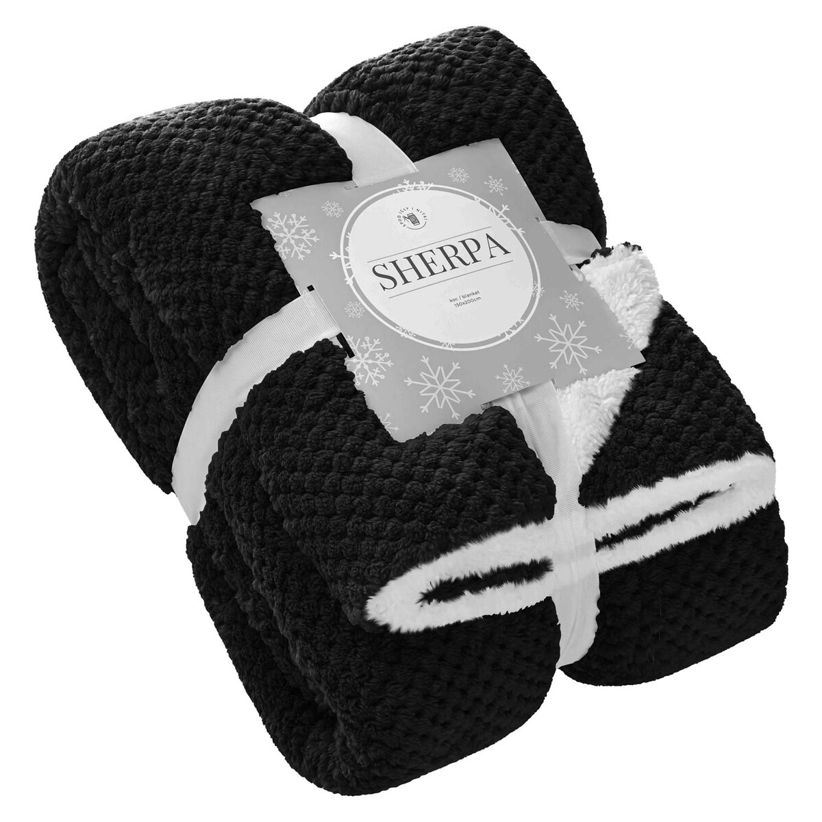 Czarny Koc Z Mikrofibry Baranek 150x200 Sherpa