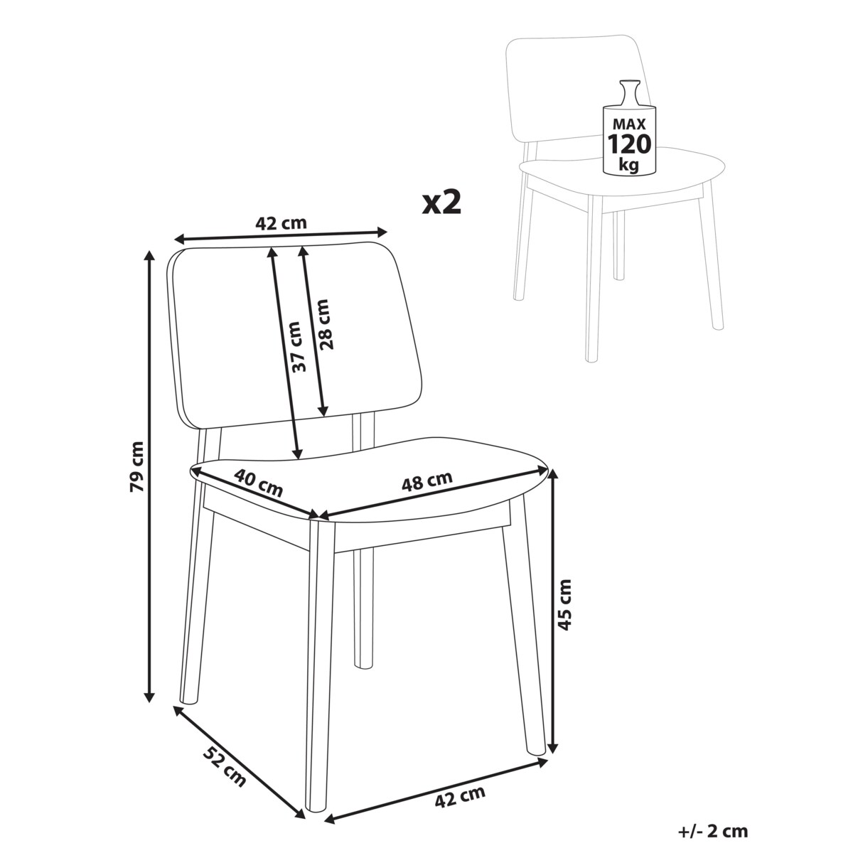 Zestaw 2 krzeseł do jadalni BLANE Drewno kauczukowe Złamana biel