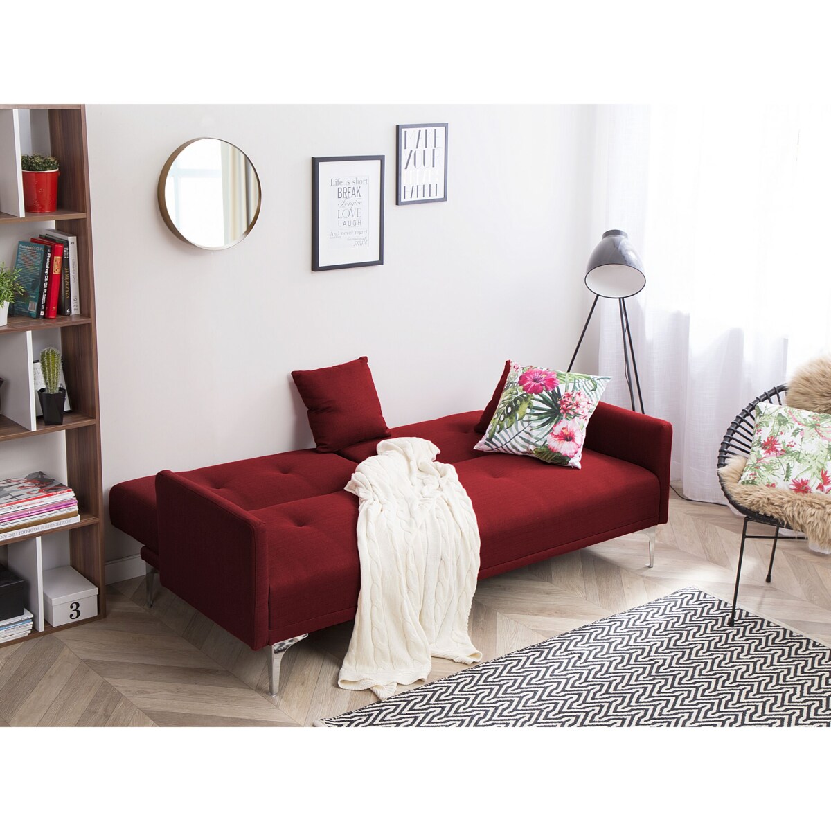 Sofa rozkładana czerwona LUCAN