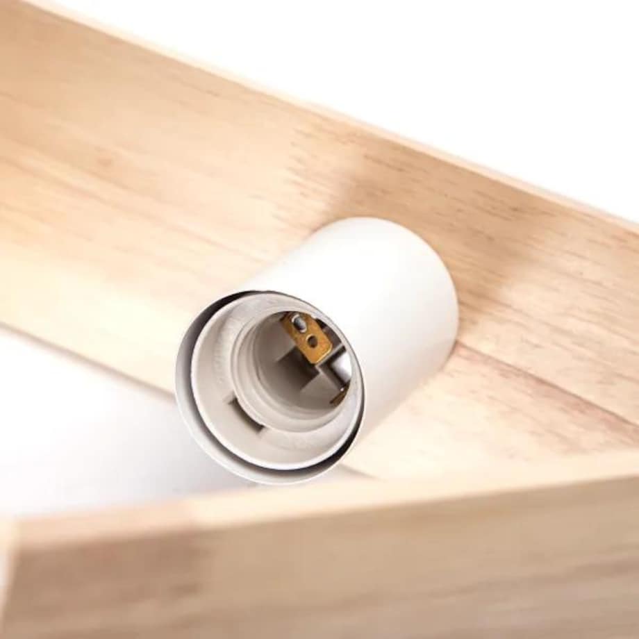 drewniana lampa wisząca bukowa trójkątna e27