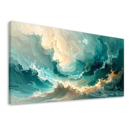 Obraz do salonu sypialni biura, Fale Abstrakcja Niebieski 120x60 cm