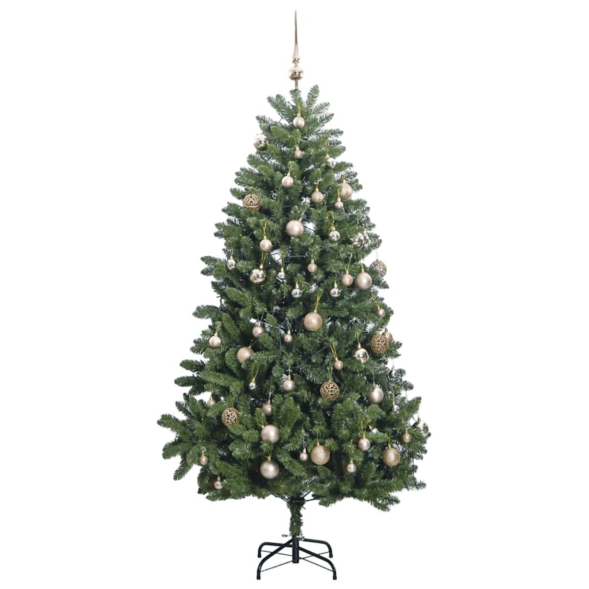vidaXL Sztuczna choinka na zawiasach, 300 lampek LED i bombki, 300 cm