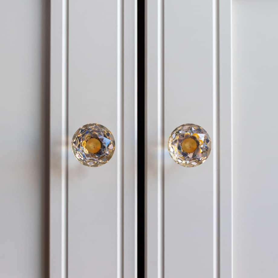 Gałka meblowa uchwyt meblowy kryształowa diamentowa glamour złota 31mm