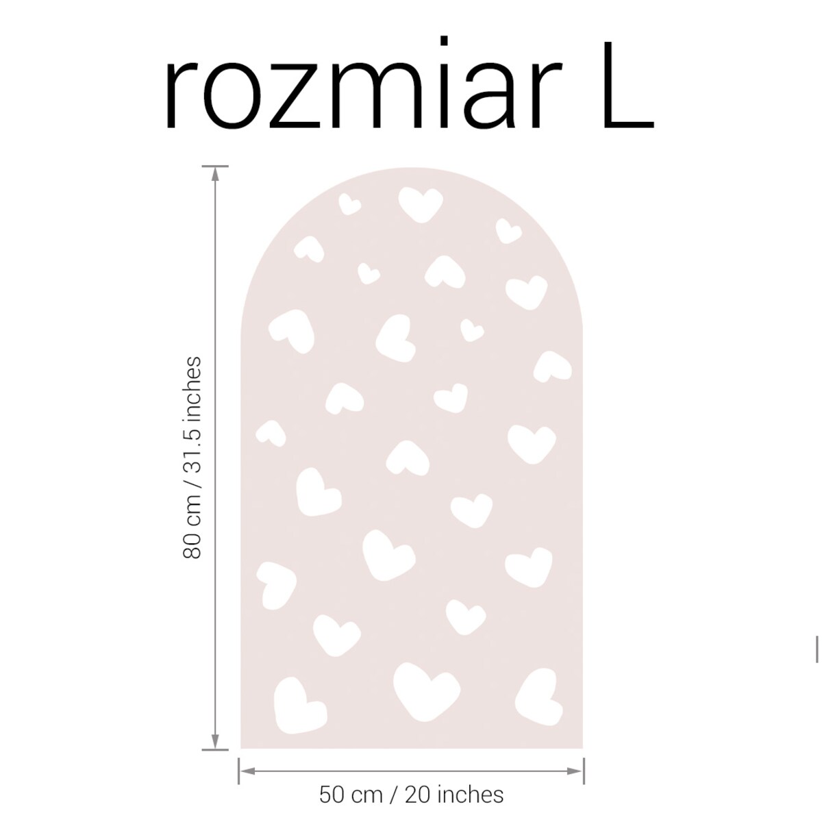 Naklejka na ścianę łuk brudny róż - serca L