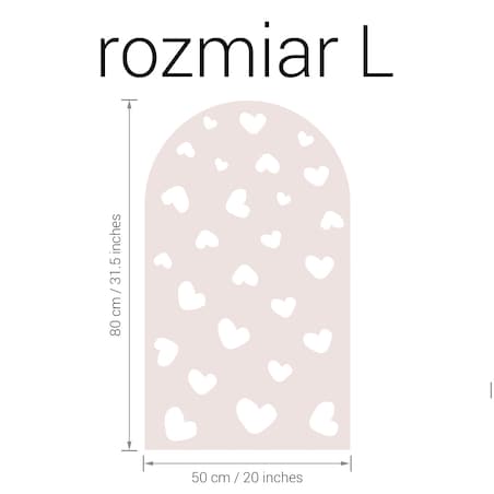 Naklejka na ścianę łuk brudny róż - serca L