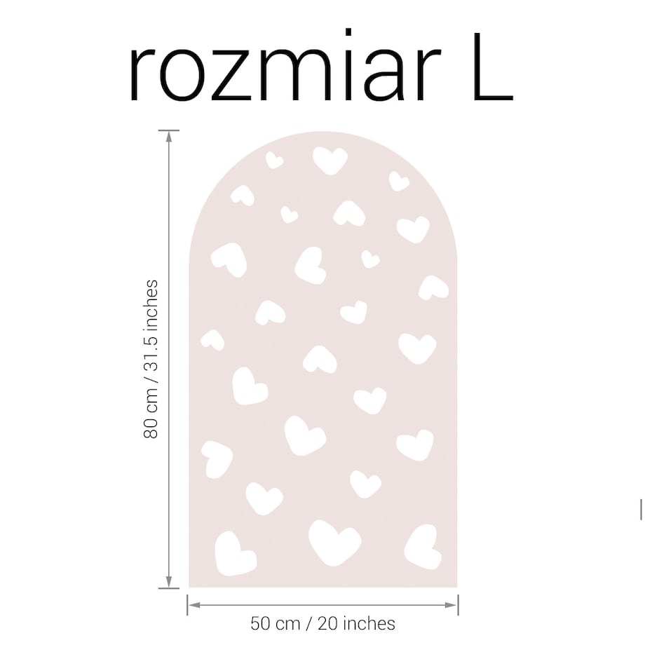 Naklejka na ścianę łuk brudny róż - serca L