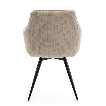 Krzesło tapicerowane obrotowe szenilowe do salonu QUATTRO jasnobeżowe