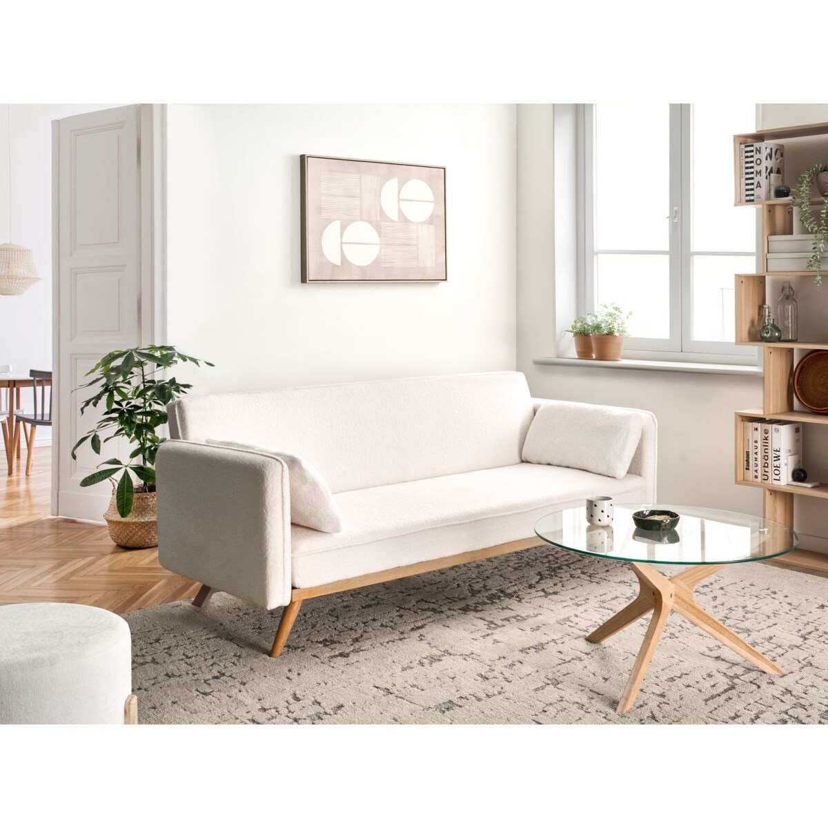 Sofa rozkładana ASAA Boucle Złamana biel