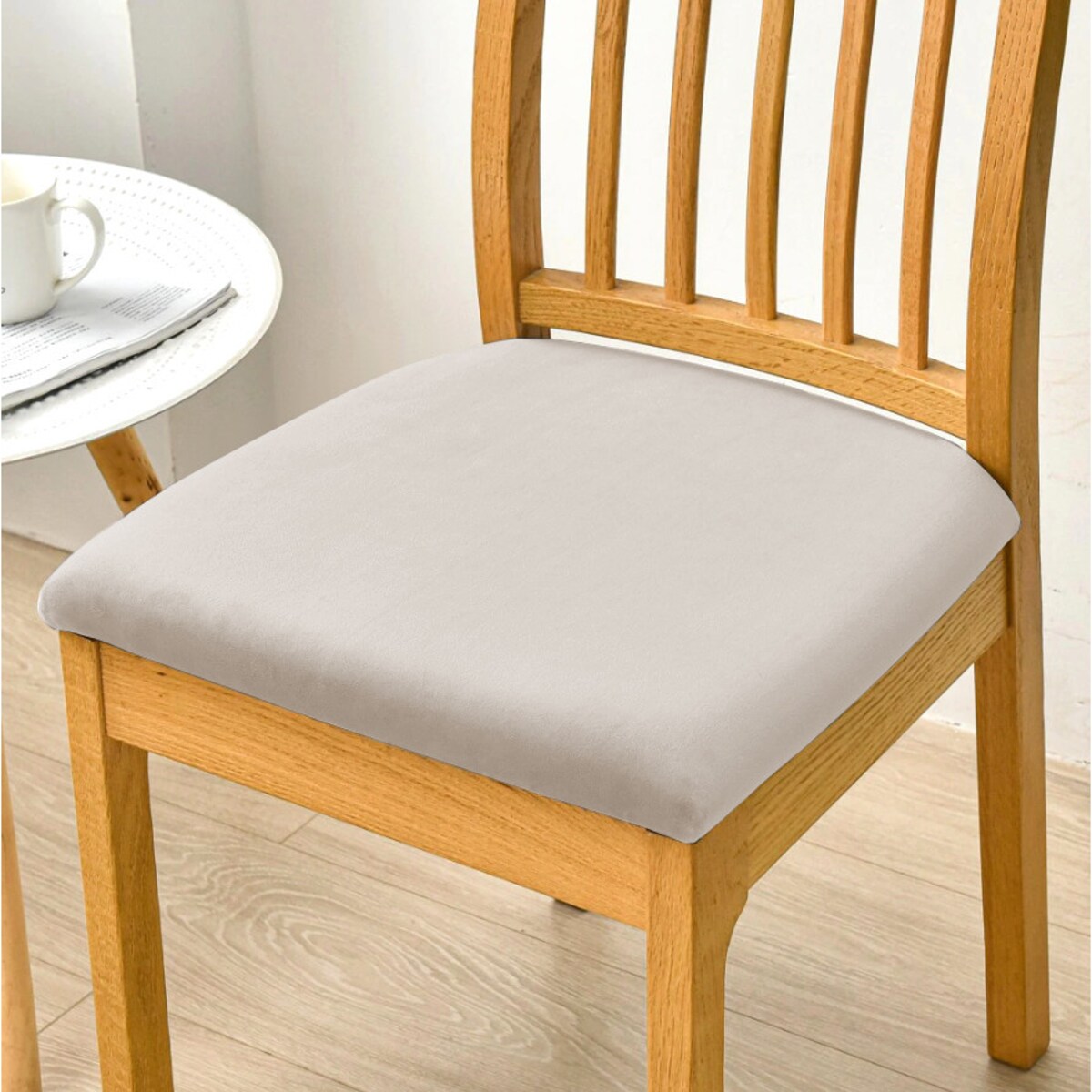 POKROWIEC NA SIEDZISKO 40x40cm CHŁODNY BEŻ WELUR ELASTYCZNY [60S-CP]