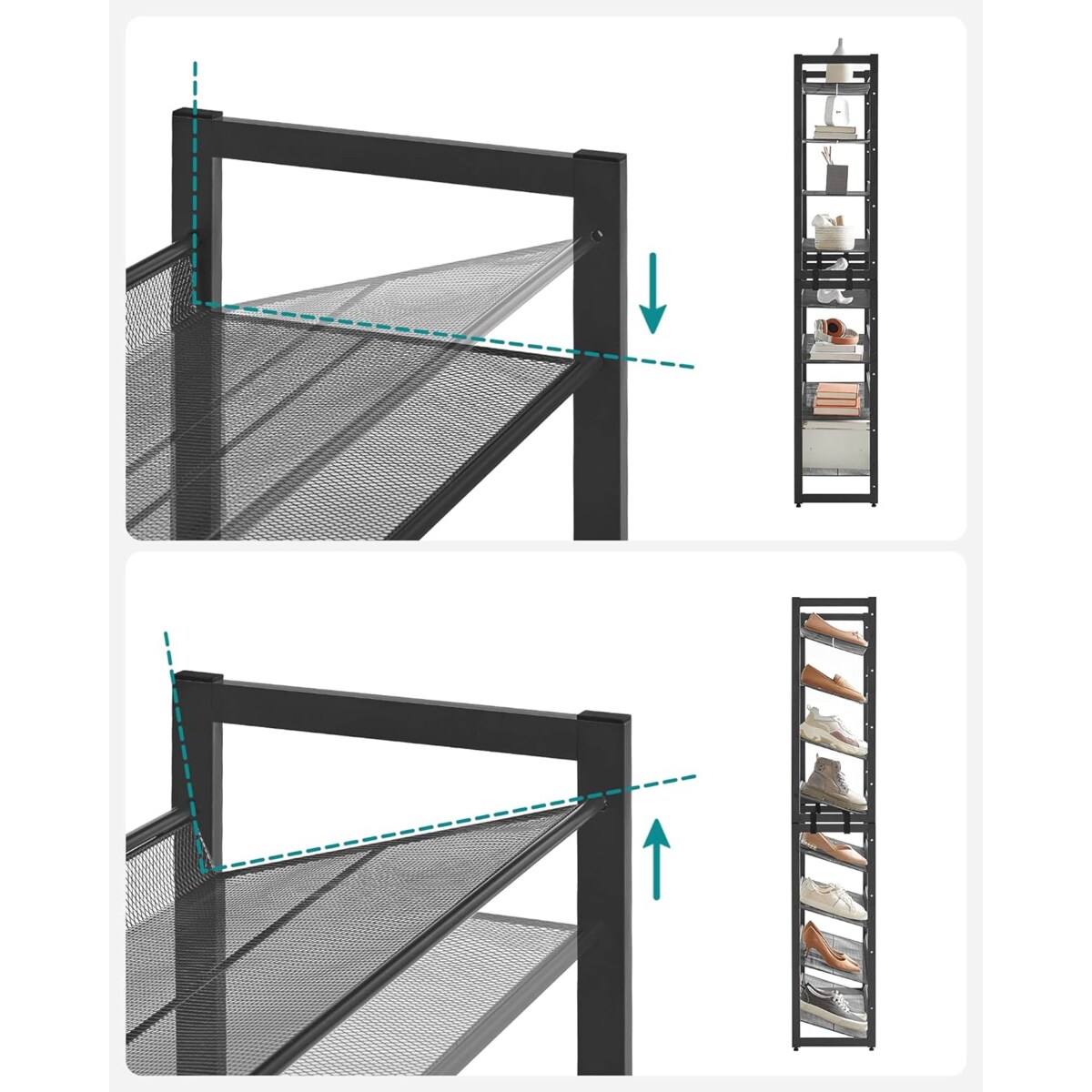 Regał Na Buty 92,5X30,7X163,5 Cm Czarny