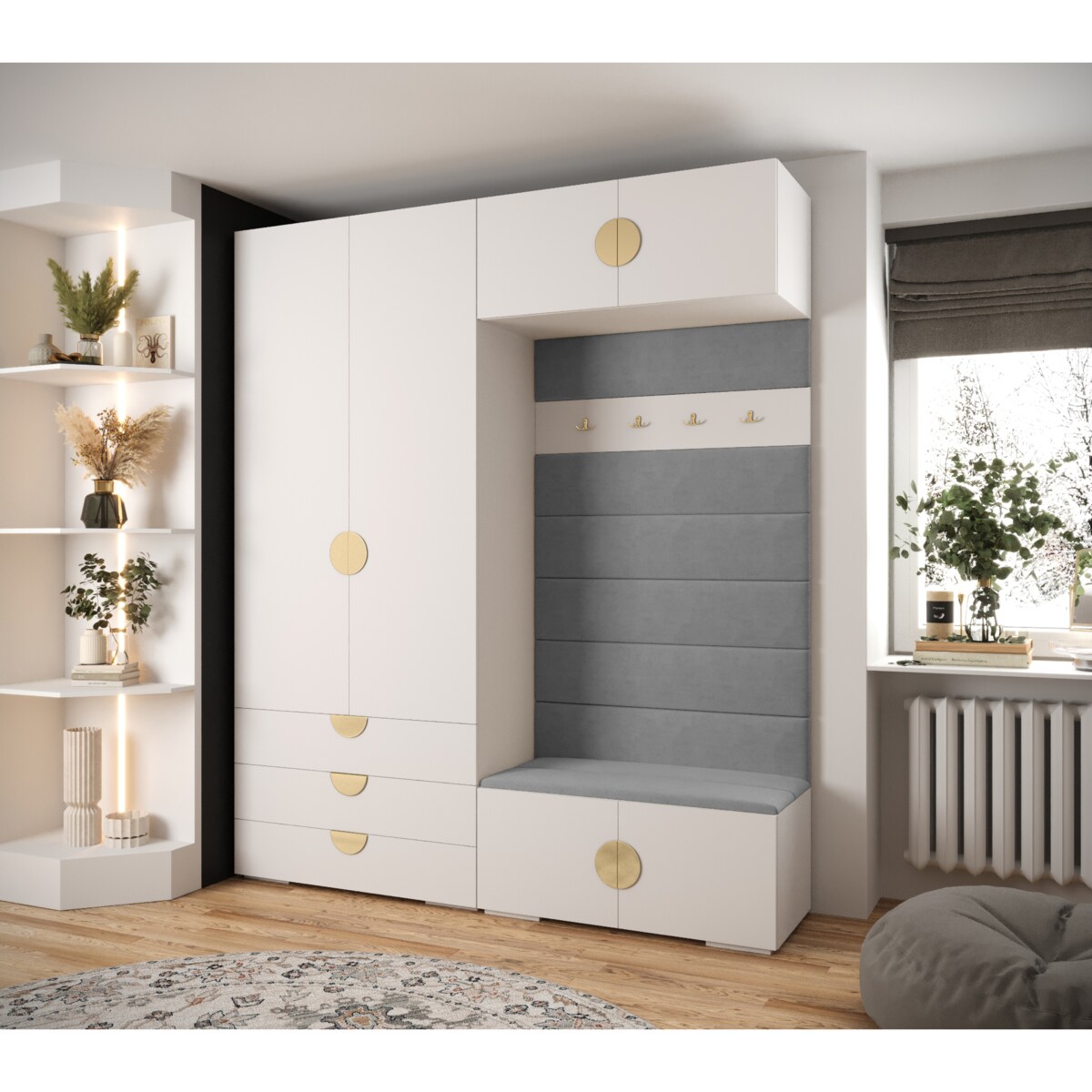 Kosz pleciony z trzciny z pomponikami 40 cm