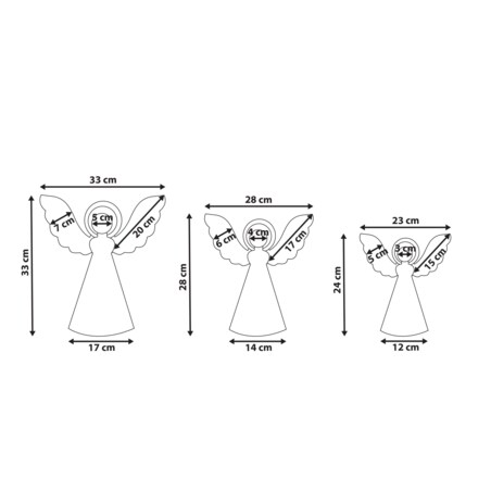 Zestaw 3 figurek dekoracyjnych EIRA Anioł 24/28/33 cm Beżowy